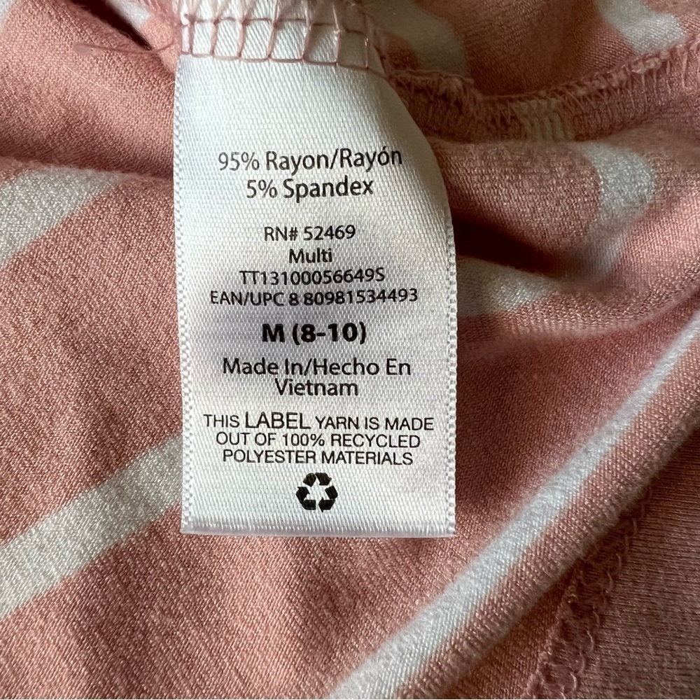 2/$30 Time and Tru Jersey Knit Sleeveless Dress Pink and White Stripe SZ M 8-10 - Picture 7 of 11